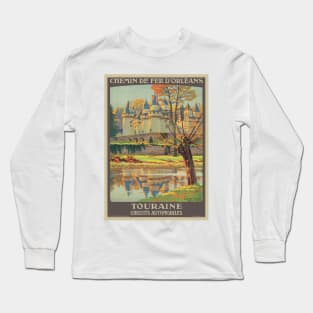 Touraine Circuits Automobiles France Vintage Poster 1920s Long Sleeve T-Shirt